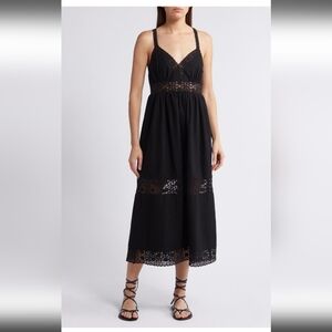 Treasure And Bond Lace Trim Linen Blend Midi Sundress